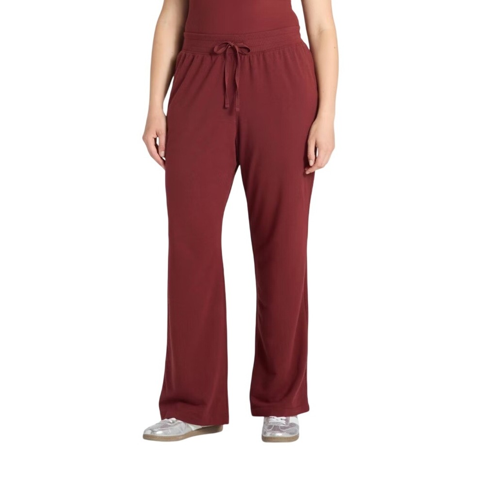 All in Motion Women's Burgundy Red High Rise Drawstring Flare Pants Size XL